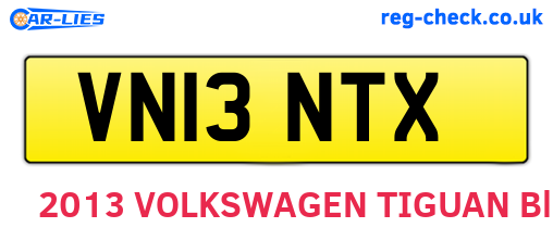 VN13NTX are the vehicle registration plates.