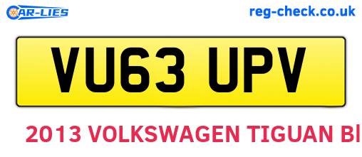 VU63UPV are the vehicle registration plates.