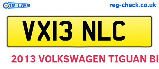 VX13NLC are the vehicle registration plates.