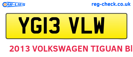 YG13VLW are the vehicle registration plates.
