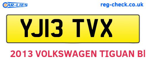 YJ13TVX are the vehicle registration plates.