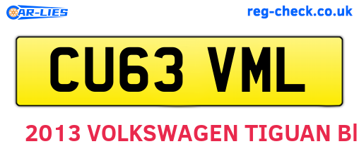 CU63VML are the vehicle registration plates.