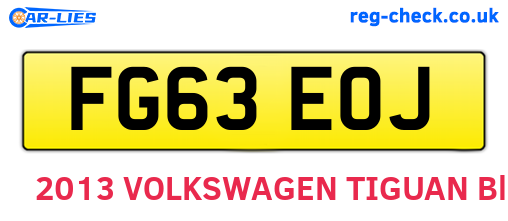 FG63EOJ are the vehicle registration plates.