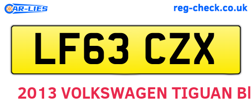 LF63CZX are the vehicle registration plates.