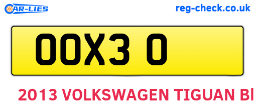 OOX30 are the vehicle registration plates.