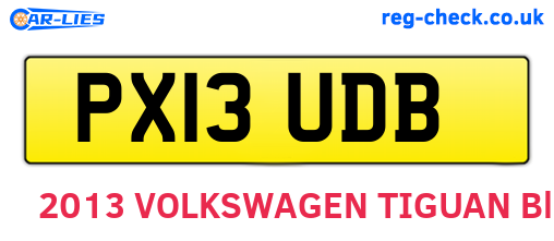 PX13UDB are the vehicle registration plates.