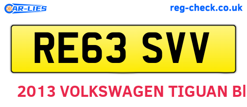 RE63SVV are the vehicle registration plates.