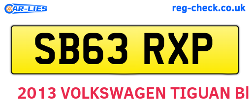SB63RXP are the vehicle registration plates.