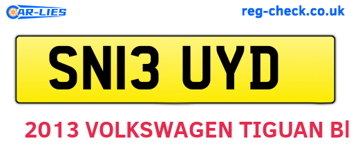 SN13UYD are the vehicle registration plates.