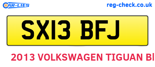 SX13BFJ are the vehicle registration plates.