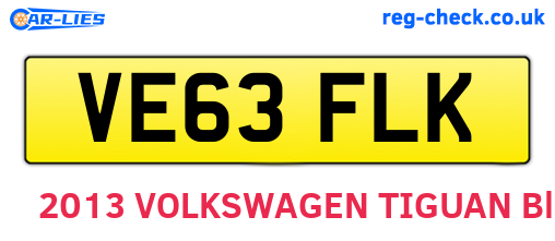 VE63FLK are the vehicle registration plates.