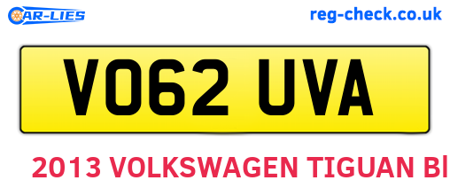 VO62UVA are the vehicle registration plates.