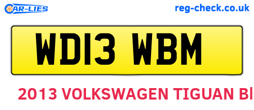WD13WBM are the vehicle registration plates.
