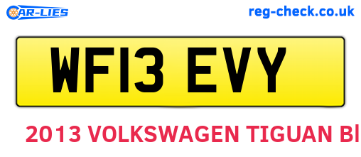 WF13EVY are the vehicle registration plates.