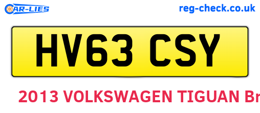 HV63CSY are the vehicle registration plates.