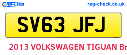 SV63JFJ are the vehicle registration plates.