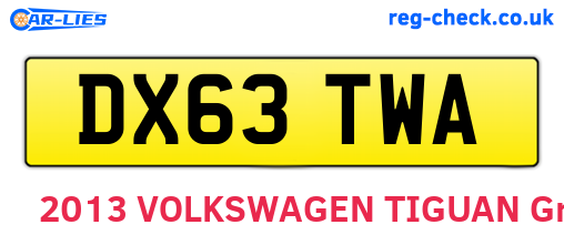 DX63TWA are the vehicle registration plates.