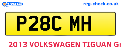 P28CMH are the vehicle registration plates.
