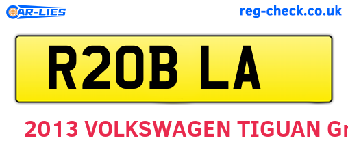 R20BLA are the vehicle registration plates.