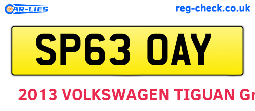 SP63OAY are the vehicle registration plates.