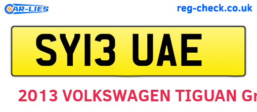 SY13UAE are the vehicle registration plates.
