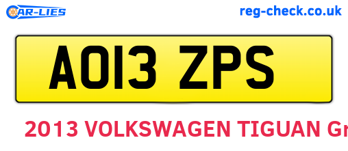AO13ZPS are the vehicle registration plates.