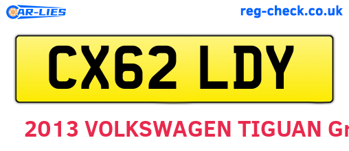 CX62LDY are the vehicle registration plates.
