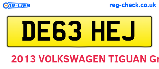 DE63HEJ are the vehicle registration plates.