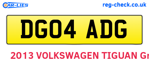 DG04ADG are the vehicle registration plates.