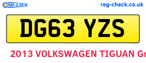 DG63YZS are the vehicle registration plates.