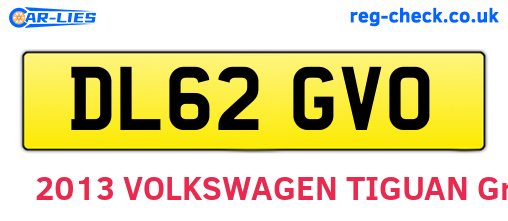 DL62GVO are the vehicle registration plates.
