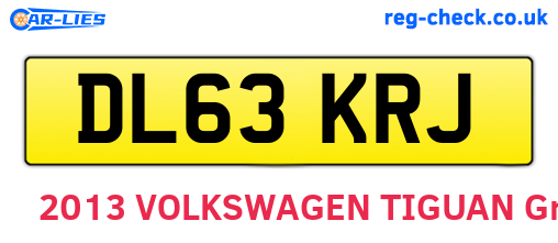 DL63KRJ are the vehicle registration plates.