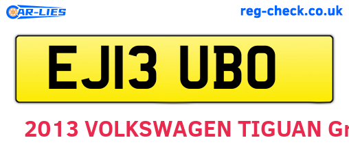 EJ13UBO are the vehicle registration plates.