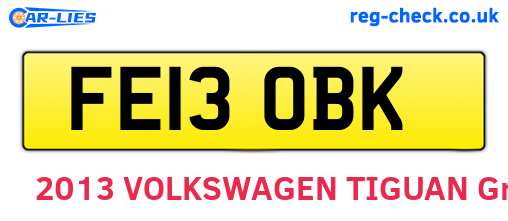 FE13OBK are the vehicle registration plates.