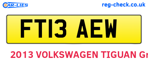 FT13AEW are the vehicle registration plates.
