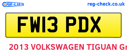 FW13PDX are the vehicle registration plates.