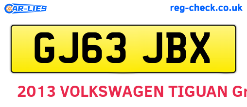 GJ63JBX are the vehicle registration plates.