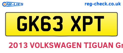 GK63XPT are the vehicle registration plates.