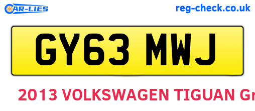 GY63MWJ are the vehicle registration plates.