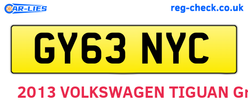 GY63NYC are the vehicle registration plates.