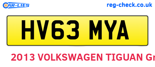 HV63MYA are the vehicle registration plates.