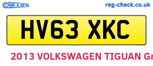 HV63XKC are the vehicle registration plates.