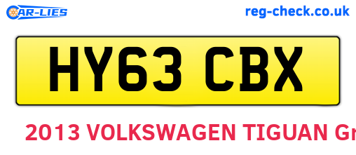 HY63CBX are the vehicle registration plates.
