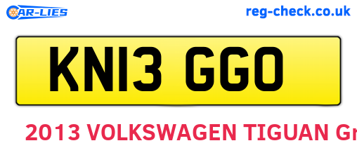 KN13GGO are the vehicle registration plates.