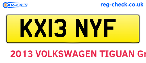 KX13NYF are the vehicle registration plates.