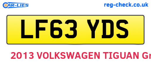 LF63YDS are the vehicle registration plates.