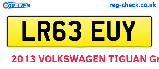 LR63EUY are the vehicle registration plates.