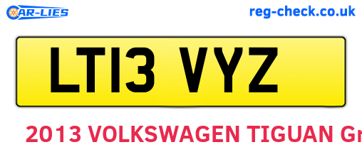 LT13VYZ are the vehicle registration plates.