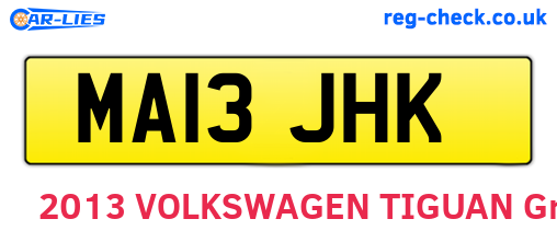 MA13JHK are the vehicle registration plates.