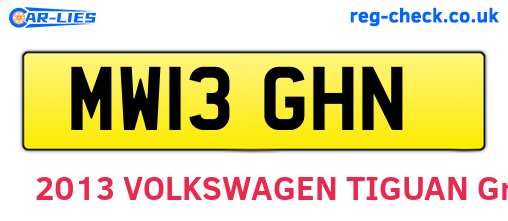 MW13GHN are the vehicle registration plates.